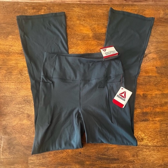 Reebok Slate Blue/Green Flared Leggings size small - Picture 3 of 4